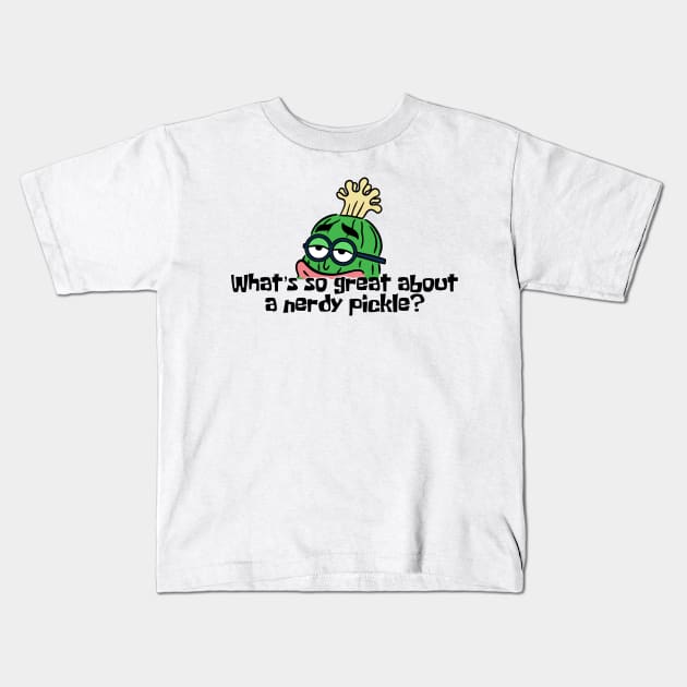 Kevin Cucumber Kids T-Shirt by Meg-Hoyt